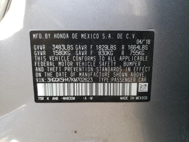 2019 HONDA FIT LX 3HGGK5H47KM702623