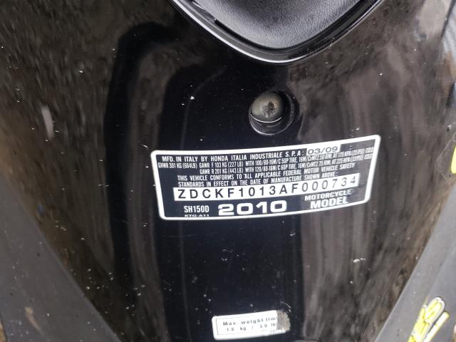 2010 HONDA SH150 D ZDCKF1013AF000734