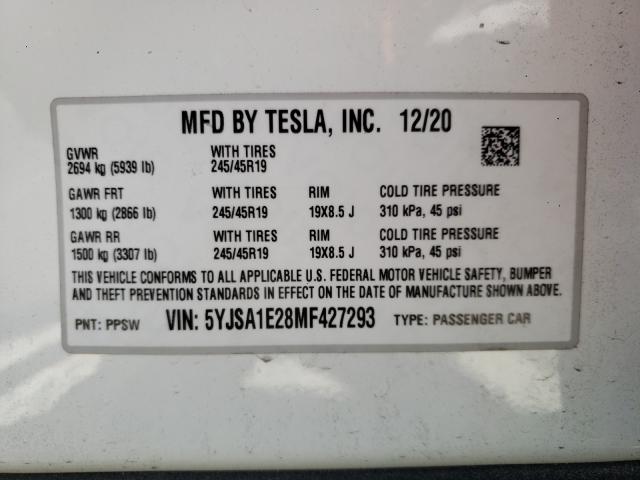 5YJSA1E28MF427293 Tesla MODEL S