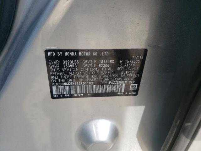 2016 HONDA FIT LX JHMGK5H51GX011031