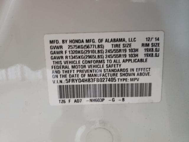 2015 ACURA MDX ADVANC 5FRYD4H83FB027405