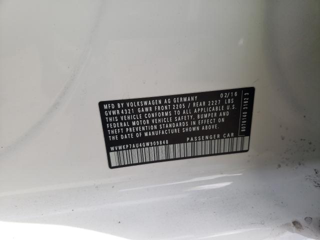 2016 VOLKSWAGEN E-GOLF SE WVWKP7AU4GW909848