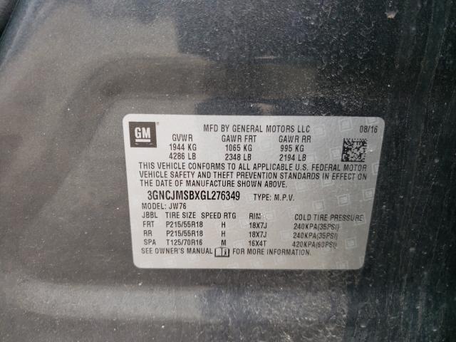 2016 CHEVROLET TRAX LTZ 3GNCJMSBXGL276349