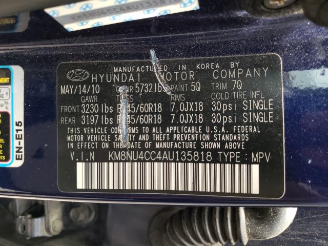 2010 HYUNDAI VERACRUZ G KM8NU4CC4AU135818