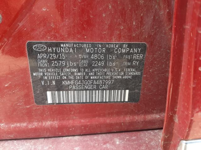 2015 HYUNDAI AZERA KMHFG4JG0FA487997