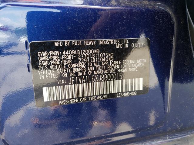 2018 SUBARU WRX LIMITE JF1VA1L6XJ8800015