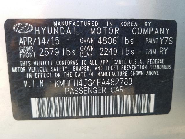 2015 HYUNDAI AZERA LIMI KMHFH4JG4FA482783