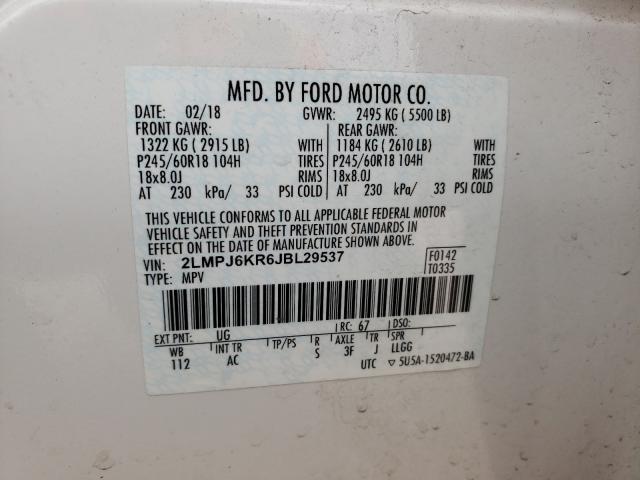 2018 LINCOLN MKX SELECT 2LMPJ6KR6JBL29537