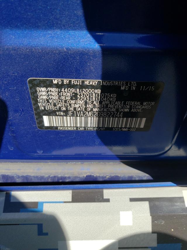 2016 SUBARU WRX STI JF1VA2M62G9822744