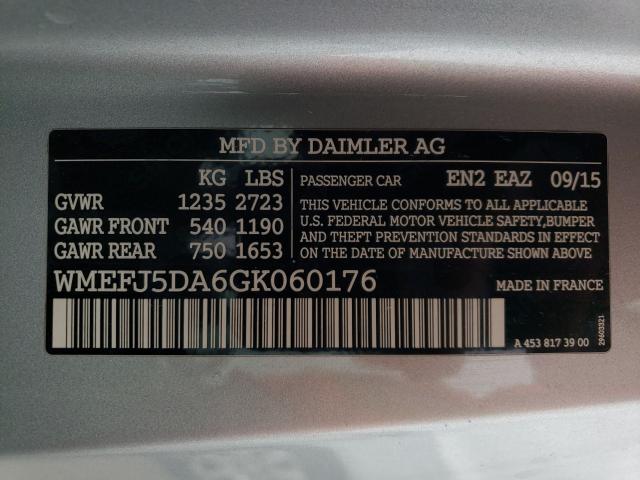 2016 SMART FORTWO WMEFJ5DA6GK060176