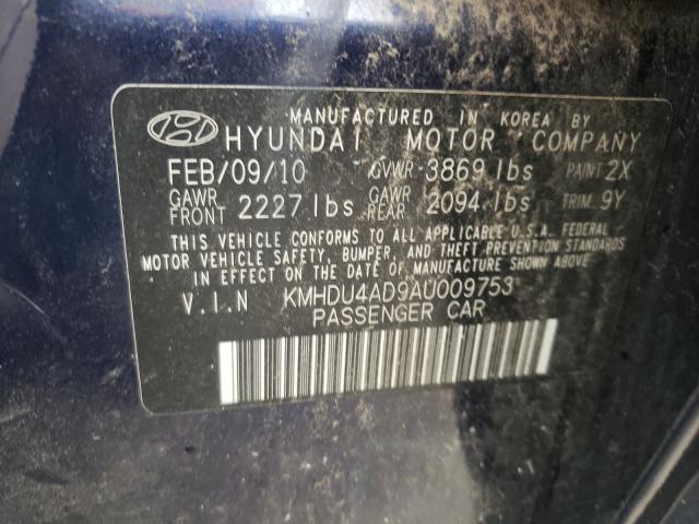 KMHDU4AD9AU009753 Hyundai Elantra Bl 2010. Фото: 9