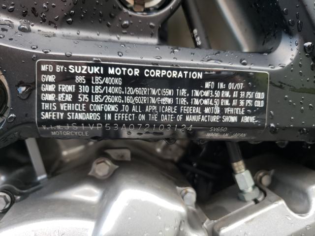 2007 SUZUKI SV650 JS1VP53A072103124