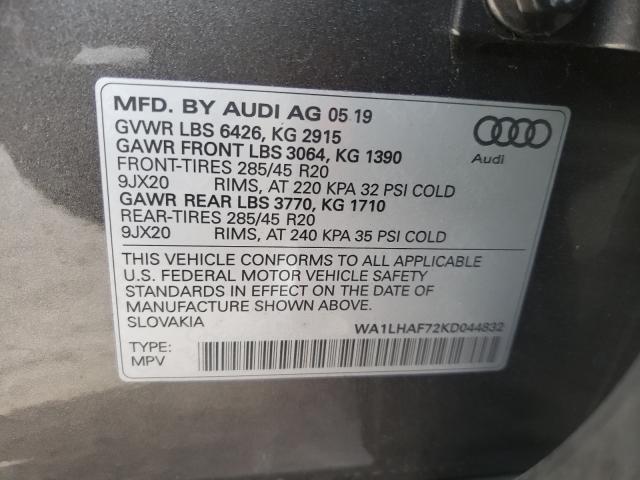 VIN WA1LHAF72KD044832 2019 Audi Q7, Premium Plus no.10