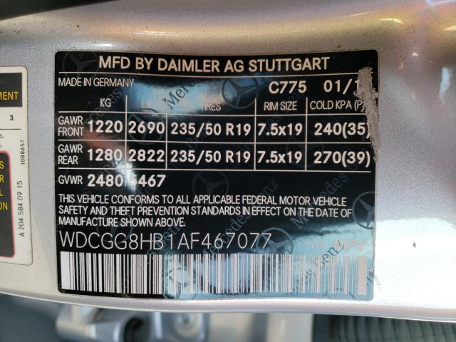 2010 MERCEDES-BENZ GLK350 WDCGG8HB1AF467077