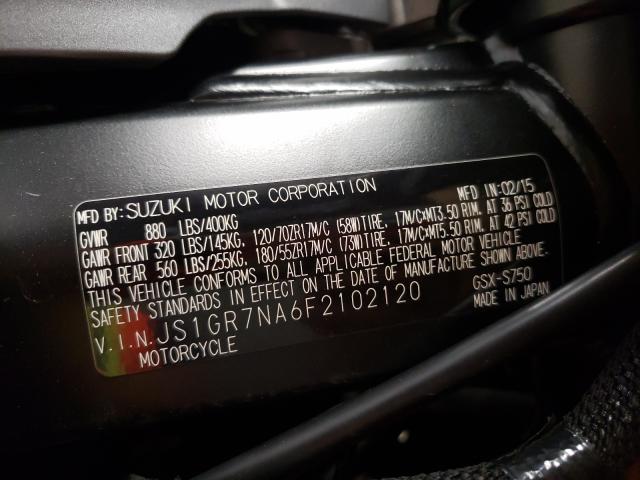 2015 SUZUKI GSX-S750 JS1GR7NA6F2102120