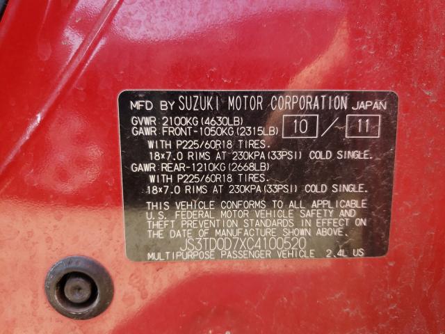 2012 SUZUKI GRAND VITA JS3TD0D7XC4100520