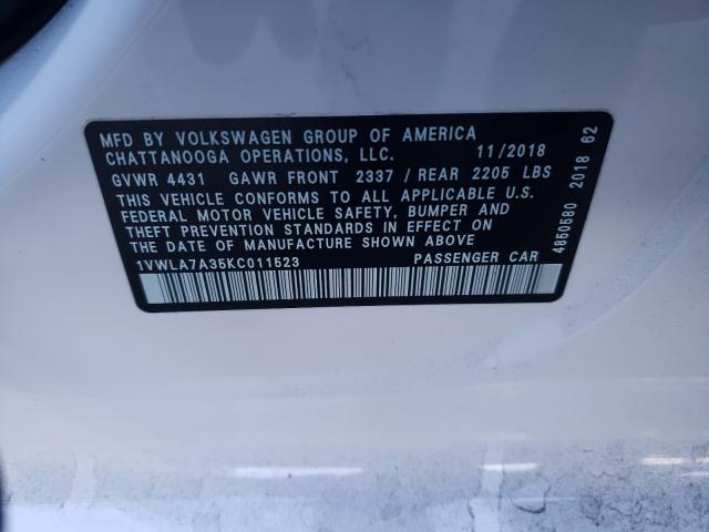 2019 VOLKSWAGEN PASSAT WOL 1VWLA7A35KC011523