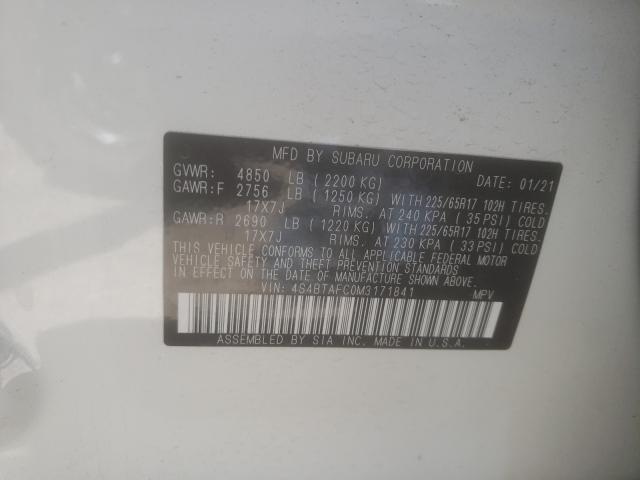 2021 SUBARU OUTBACK PR 4S4BTAFC0M3171841