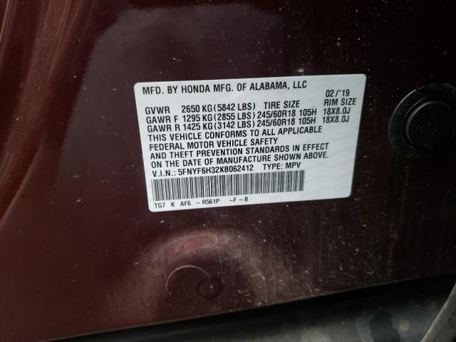 2019 HONDA PILOT EX 5FNYF6H32KB062412