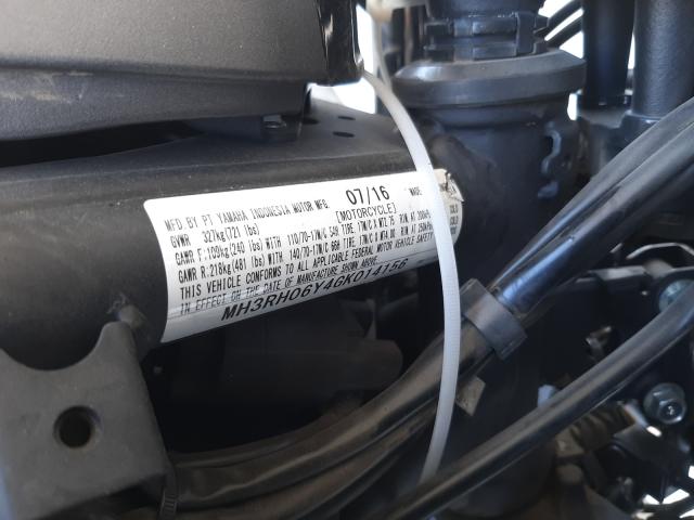 2016 YAMAHA YZFR3 MH3RH06Y4GK014156