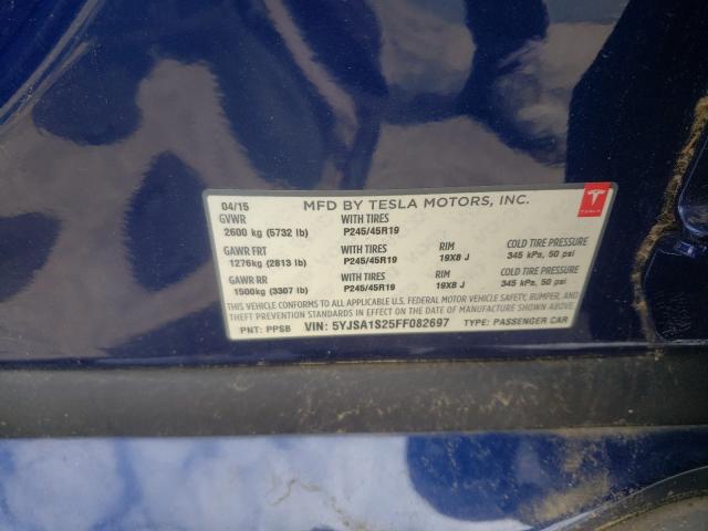 2015 TESLA MODEL S 70 5YJSA1S25FF082697