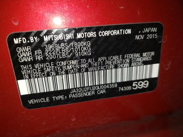 2016 MITSUBISHI LANCER ES JA32U2FU2GU004359