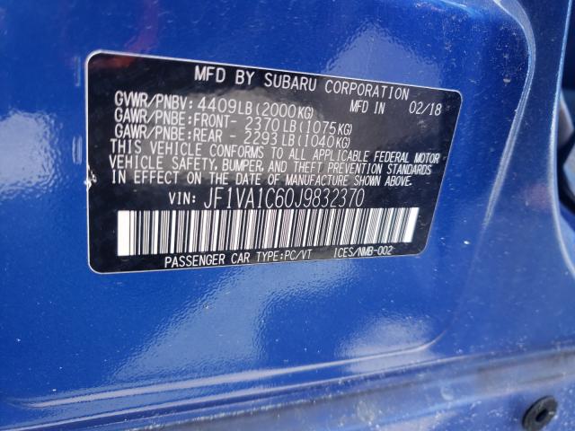 2018 SUBARU WRX PREMIU JF1VA1C60J9832370