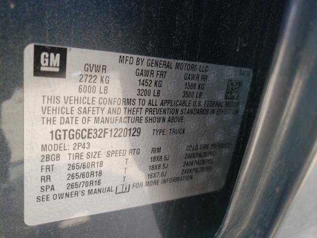 2015 GMC CANYON SLT 1GTG6CE32F1220129