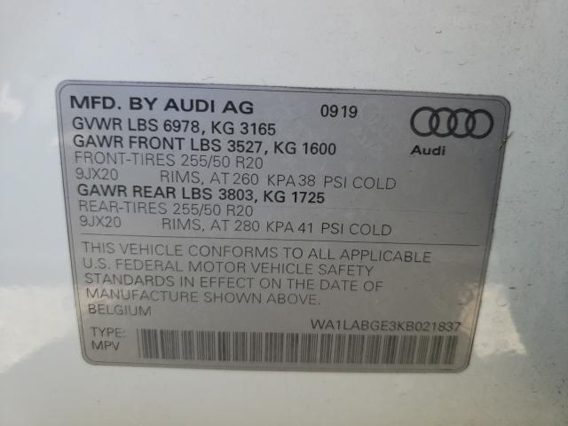 2019 AUDI E-TRON PRE WA1LABGE3KB021837