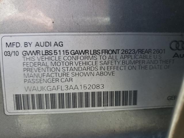 2010 AUDI S4 PRESTIG WAUKGAFL3AA152083