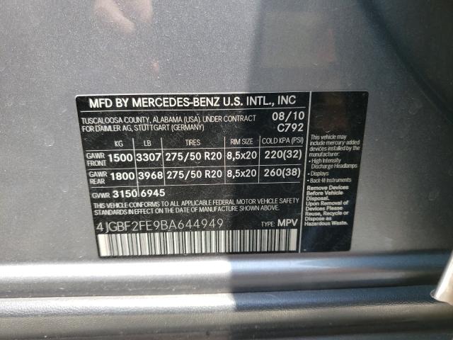 2011 MERCEDES-BENZ GL 350 BLU 4JGBF2FE9BA644949