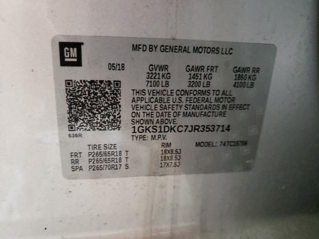 2018 GMC YUKON SLT 1GKS1DKC7JR353714