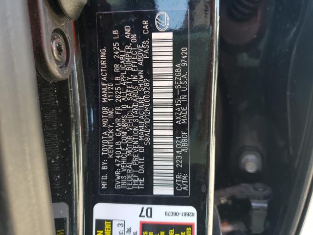 2021 LEXUS ES 250 BAS 58AD11D12MU003282