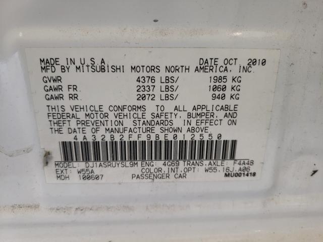 2011 MITSUBISHI GALANT FE 4A32B2FF9BE012550