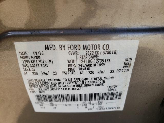 2016 LINCOLN MKX SELECT 2LMTJ8KP1GBL88271