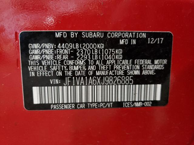 2018 SUBARU WRX JF1VA1A6XJ9826885