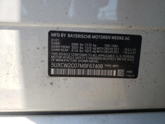 2021 BMW X7 XDRIVE4 5UXCW2C07M9F67408