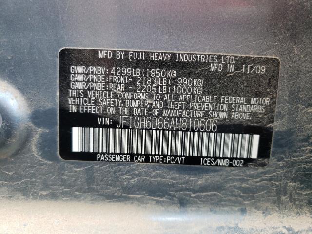 2010 SUBARU IMPREZA OU JF1GH6D66AH810606