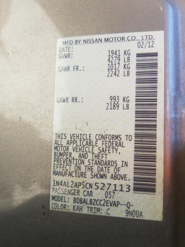 2012 NISSAN ALTIMA 25S 1N4AL2AP5CN527113