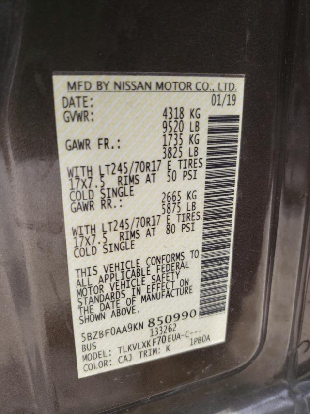 2019 NISSAN NV 3500 5BZBF0AA9KN850990