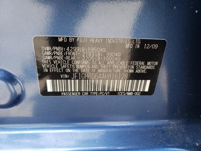 2010 SUBARU IMPREZA OU JF1GH6D64AH816128