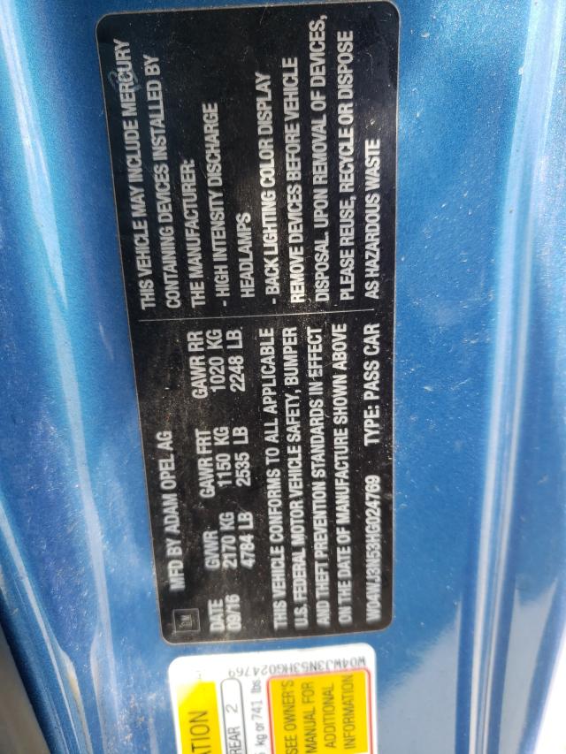 2017 BUICK CASCADA SP W04WJ3N53HG024769