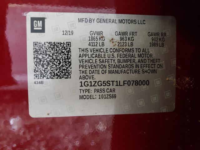 2020 CHEVROLET MALIBU RS 1G1ZG5ST1LF078000