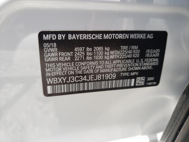 VIN WBXYJ3C34JEJ81909 2018 BMW X2, Sdrive28I no.10