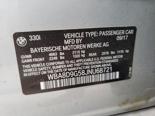 2018 BMW 330 XI WBA8D9G58JNU68721