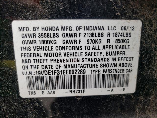2014 ACURA ILX 20 19VDE1F31EE002289