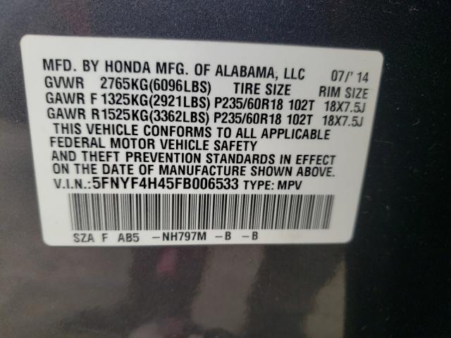 2015 HONDA PILOT EX 5FNYF4H45FB006533