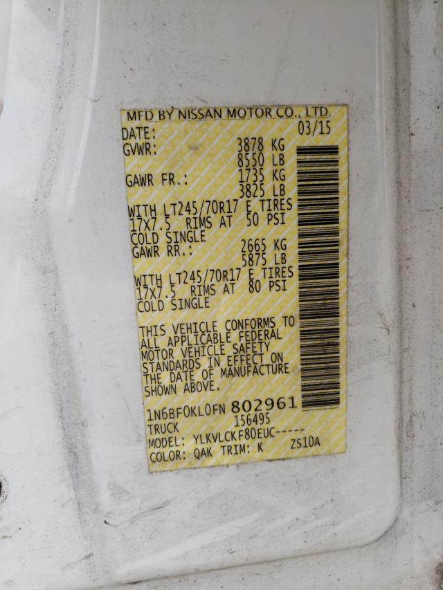 2015 NISSAN NV 1500 1N6BF0KL0FN802961
