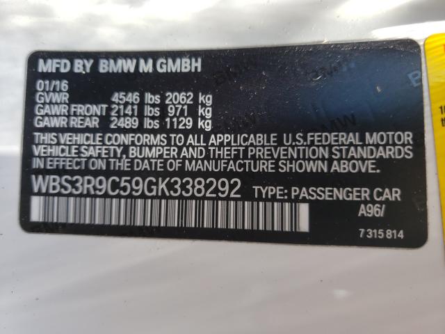 2016 BMW M4 WBS3R9C59GK338292