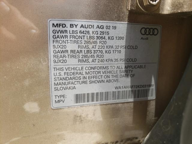 VIN WA1AHAF72KD031568 2019 Audi Q7, Premium no.10